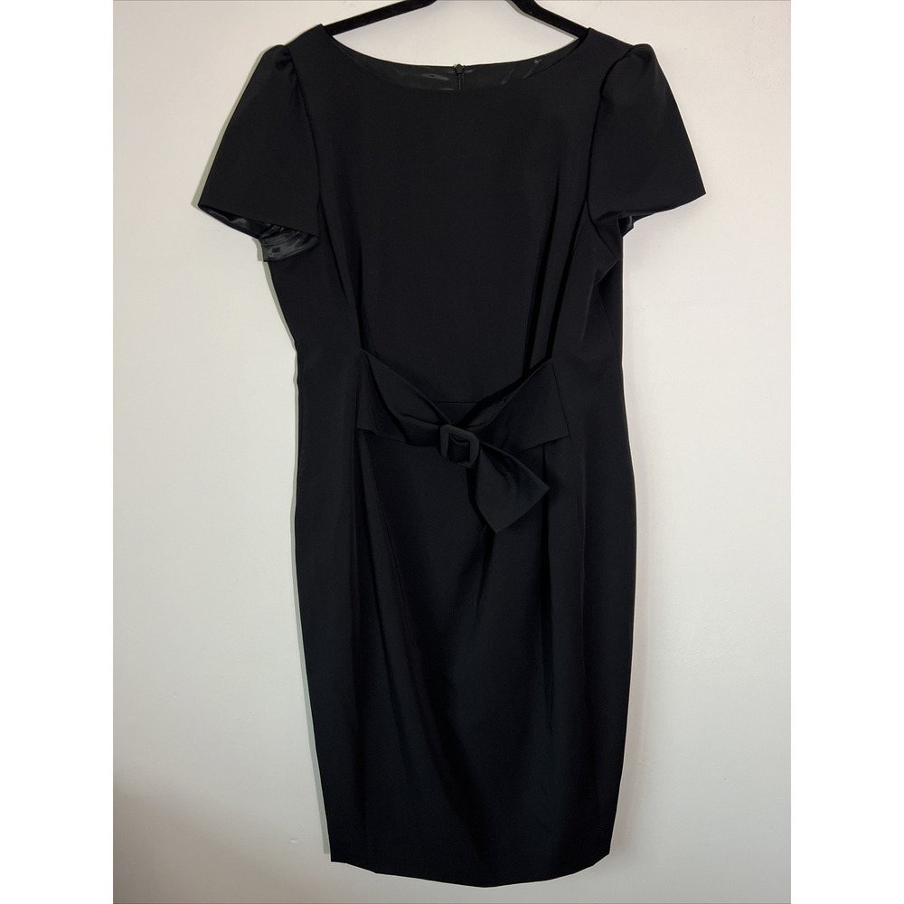 Moschino Cheap And Chic Dress Size 14 Black Virgin Wool Belted Career Puff Sv